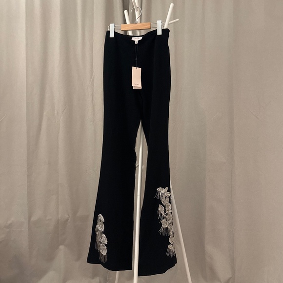 (NWT) CINQ A SEPT Candace Flare Embellished Crepe Pants - Picture 1 of 6